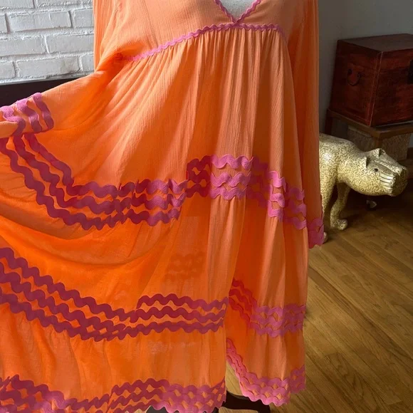 CORAL LUXURY DRESS Flora Sardalos Hydra Ric Rac trimmed dress - Picture 7 of 17